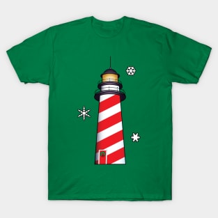 Candy Cane Christmas Lighthouse T-Shirt